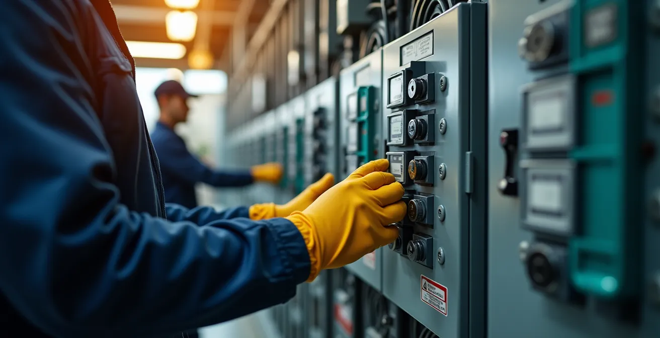 Vue d'ensemble d'une armoire électrique industrielle avec PDU intelligentes