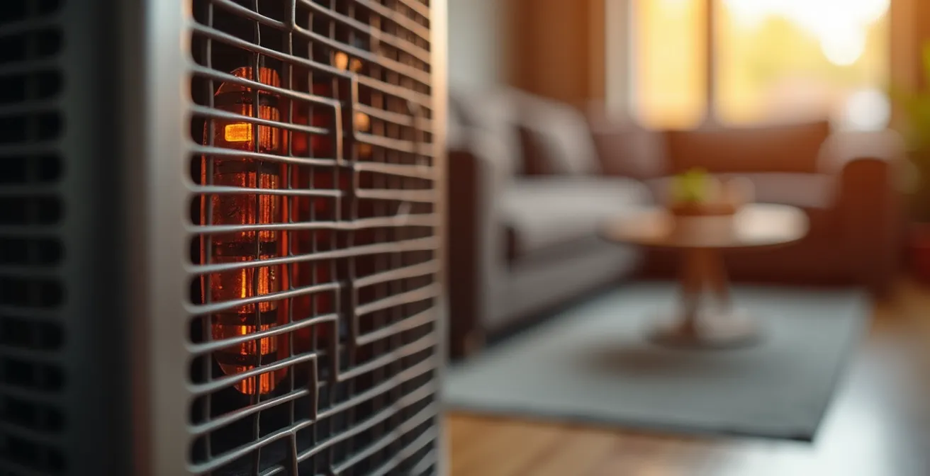 Gros plan sur un radiateur électrique moderne avec système de pilotage intelligent dans un intérieur résidentiel