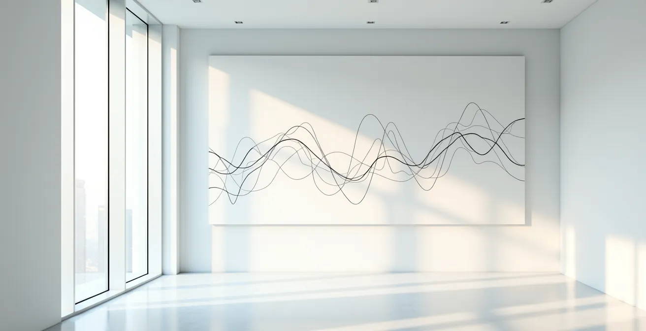 Bureau minimaliste avec graphiques abstraits de prix énergie sur fond épuré