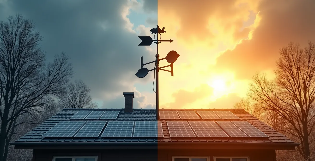 Graphique montrant la production inversée entre solaire et éolien selon les saisons